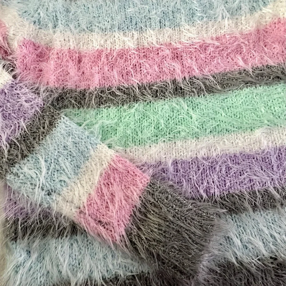 Justice Girls Fuzzy Pastel‎ Multicolor Striped Sweater Girls 5 Cozy Soft NWT